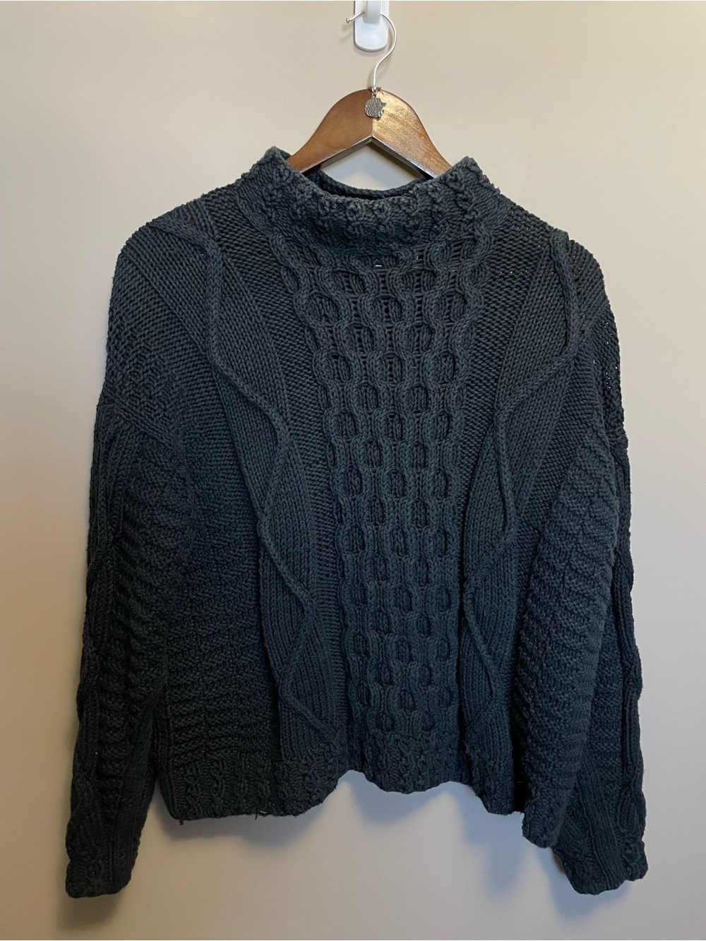 Rev Wear Navy Blue 100% Cotton Cable Knit Sweater Oversized Women’s Small
